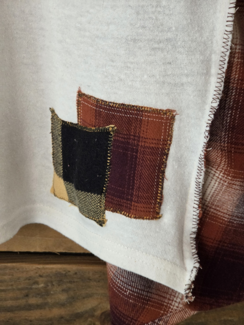 Upcycled Vintage Devil's Delight Graphic T-shirt With Plaid Long Sleeve - Picture 6 of 9